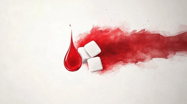 The Hidden Danger of Sugar: A Watercolor Depiction of Blood Sugar and Sweetener Cubes