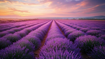 Obraz premium Dreamy Lavender Field with Endless Purple Blooms – A Tranquil Floral Paradise