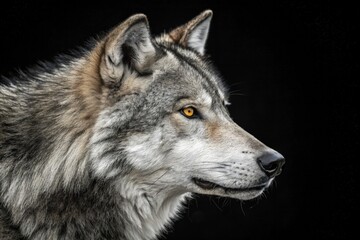Fototapeta premium Wolf Portrait Showcasing Intense Gaze in Natural Habitat Generative AI