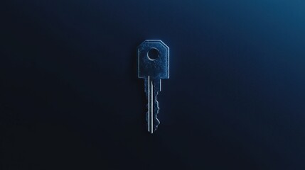 A blue and silver key on a dark blue background.
