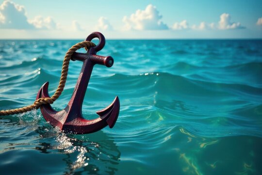 Anchor and rope in the sea, sea, anchor