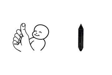 Thumb, Baby, Pencil, Drawing, Sketching, Art, Simple, Minimalist, Illustration, Design