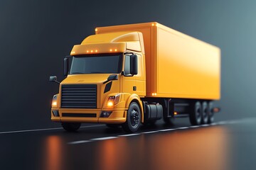 Sleek Yellow Delivery Truck: A Modern Minimalist Render