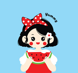 girl eating watermelon