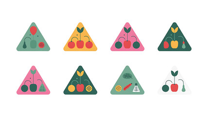 Cute stylized fruit and vegetable illustrations for a pattern or graphic design