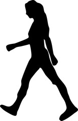 Silhouette of a woman walking.
