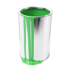 Can of light green paint isolated on white