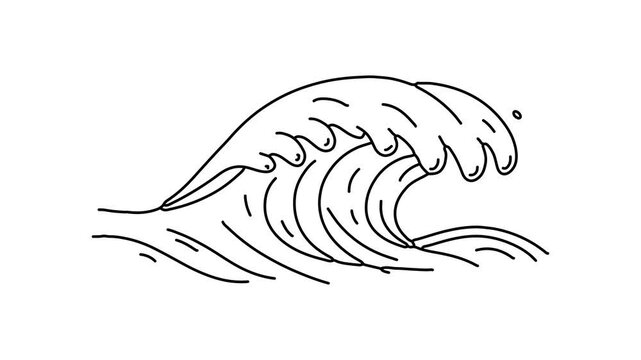 Draw water splashes wave Continuous line draw Full length single line animation