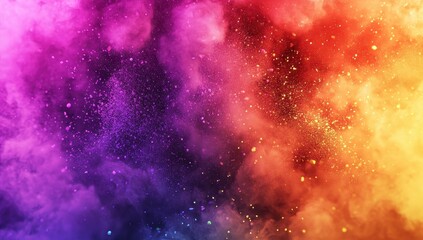 Fototapeta premium Vibrant Abstract Color Explosion with Purple, Pink, Orange, Red, and Yellow Hues in a Dreamlike Cloud Formation for Creative Backgrounds