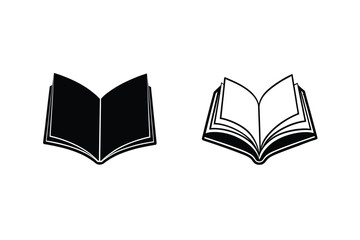 Open Book Icons Black, White, Simple, Reading, Knowledge, Learning, Education, Library, Literature, 