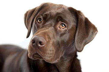 Obraz premium Cute playful dog on a white background with space for text