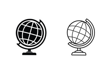 World Globe Icons Filled, Outline, Geography, Education, Travel