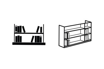 Simple Bookcase Designs Two Shelves, Books, Storage, Minimalist, Black, White, Library, Organization