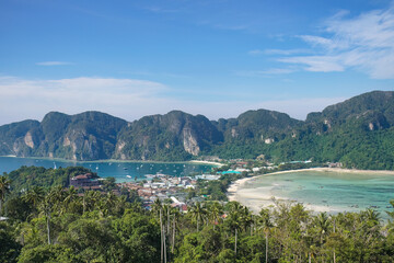 Fototapeta premium Aerial view of Phi Phi Islands Thailand, Tropical Vacation
