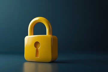 Fototapeta premium Yellow Padlock: A Minimalist 3D Render of Security