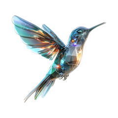 Obraz premium Digital Hummingbird with Glowing Wings Isolated on Transparent Background