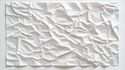 Obraz premium White crumpled and creased glued wrinkled paper poster texture background, showcasing realistic folds and wrinkles, with subtle shadows and highlights adding depth and dimension