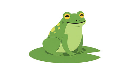 Naklejka premium Green Frog Sitting on Lily Pad Illustration Isolated on White