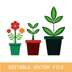 A scalable vector icon set in a clean flat style, featuring universal business themes like growth and success.