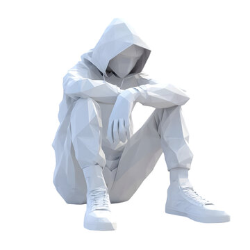 Geometric Low Poly Figure Sitting