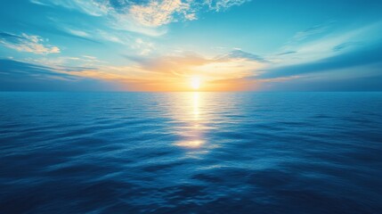 Obraz premium Serene Sunset Over Calm Ocean Waters with Vibrant Sky Colors