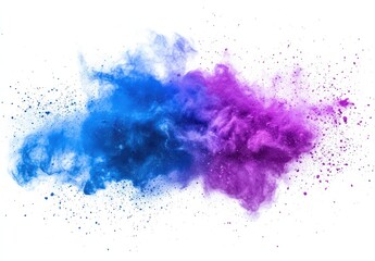 Obraz premium Vibrant Blue and Purple Powder Explosion on White Background Capturing Artistic Energy and Creativity in Motion with a Beautiful Abstract Effect