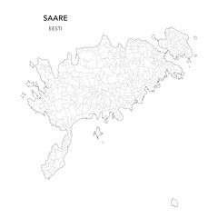 Geopolitical Vector Map of Saare County (Estonia) with Municipalities (Omavalitsused), and Settlements (Asulad) Administrative Subdivisions as of 2025 - Estonia