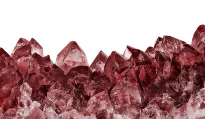 isolated large red ruby crystals group