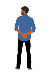Business man Standing Rear View. Male cartoon Character Wearing casual Clothes Back View vector illustration Isolated on white Background