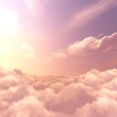 Fototapeta premium Pink Cloudscape Sunset Aerial View Above The Clouds