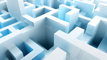 A 3D maze structure with smooth surfaces and blue lighting effects.