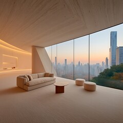 Luxury Apartment Sunrise Cityscape View.