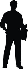 Standing engineer silhouette vector