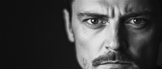 Obraz premium Man's intense black and white portrait