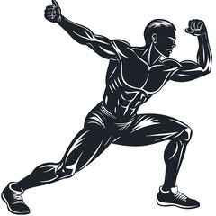 Fototapeta premium Gym bodybuilder Hand Drawn Engraving Pen and Ink Vector Illustration