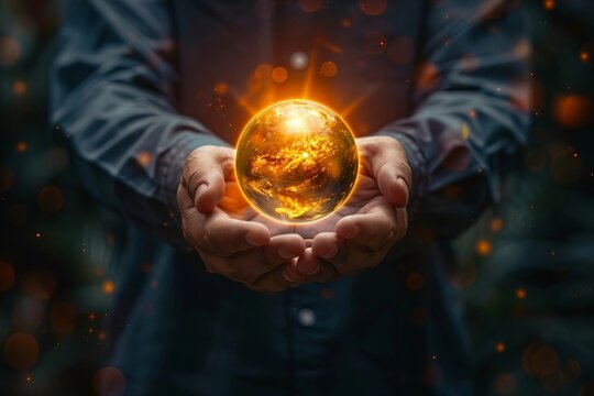 Businessman with Crystal Ball: Visualizing Future Success in Business