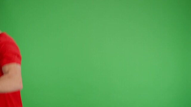 Repentant man asking forgiveness on green screen