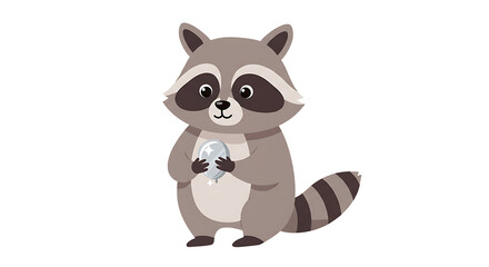 Fototapeta premium Cartoon Raccoon Holding Shiny Egg Illustration for Children's Storybooks