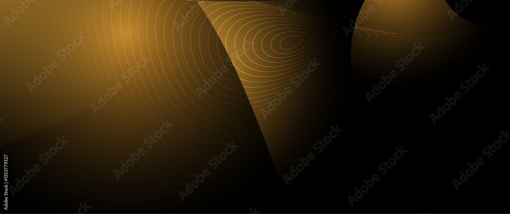 Poster Vector abstract motion of curve lines, light shiny, glow effect. Illustration design. Bright gold wave, wavy line pattern. Element graphic design for technology banner template, wallpaper background