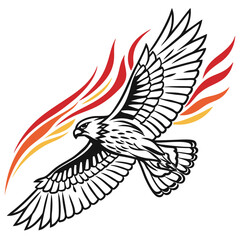 Dynamic Pop Art Falcon with Speed Lines and Fiery Streaks