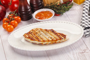 Grilled turkey fillet steak with sauce