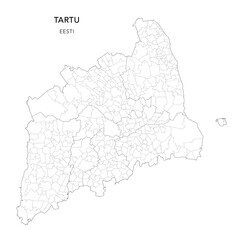 Geopolitical Vector Map of Tartu County (Estonia) with Municipalities (Omavalitsused), and Settlements (Asulad) Administrative Subdivisions as of 2025 - Estonia