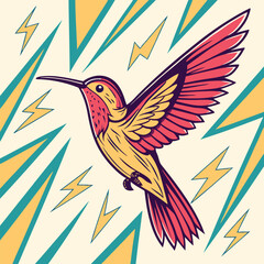  Energetic Pop Art Hummingbird with Electric Light Trail