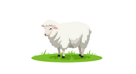 Obraz premium Cartoon Sheep Standing on Green Grass Illustration for Farm Animals