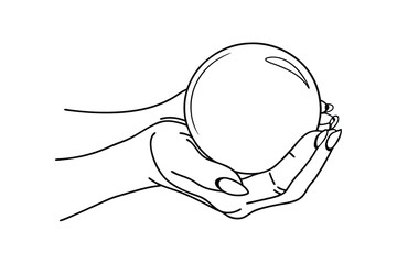 Mystic Hands Gently Hold Crystal Ball Fortune Teller