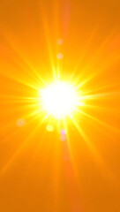 Obraz premium Sun rays effect isolated on yellow background. Glowing sunlight with shine rays. Light PNG. sunburst, glistening light sun, Yellow sun glow. Sun glare. Summer spring decoration design elements 