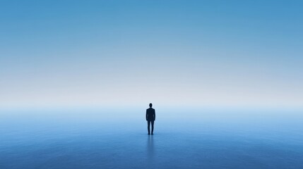 Person in suit standing alone outdoors