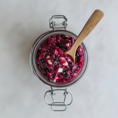 Berry fruit chutney in glass jar