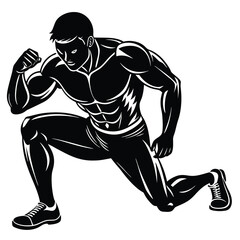 Fototapeta premium Gym Fitness silhouette vector with white background