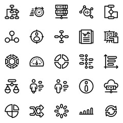 Collection of Basic Infographic Element Related Vector Line Icons. Contains Icons like Donuts Chart, server, speedometer, target and more. Editable stroke. 48x48 pixels
